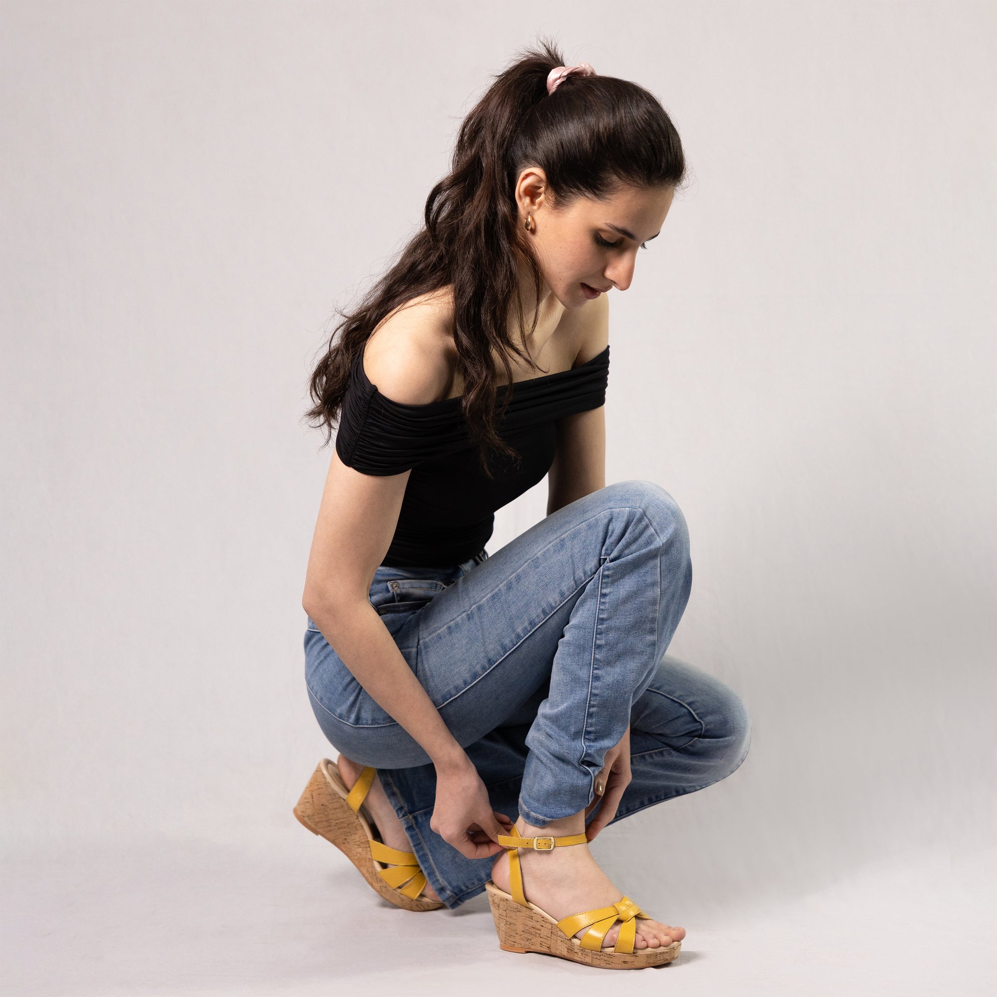 Madellin Yellow Knotted Leather Platform