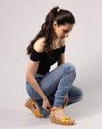 Madellin Yellow Knotted Leather Platform