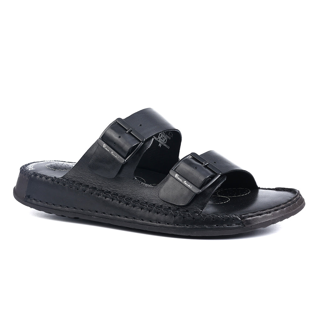 Soul Cloud: Black Adjustable Dual-strap Sandal