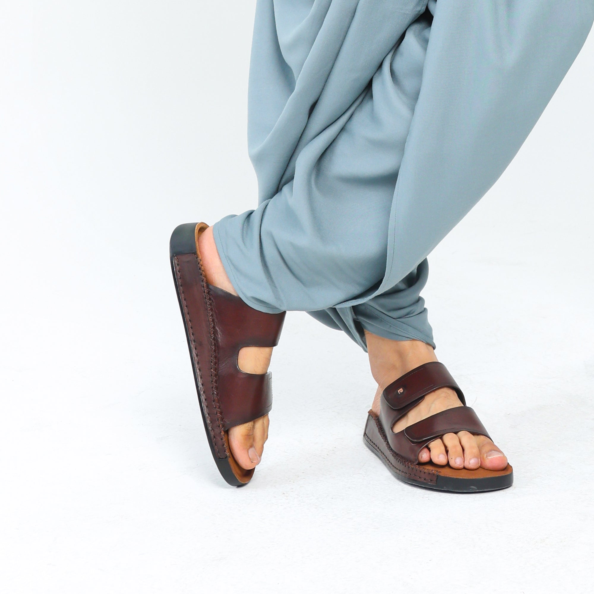 Riviera: Mid-brown Polished Strapless Sandal