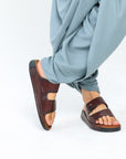 Riviera: Mid-brown Polished Strapless Sandal