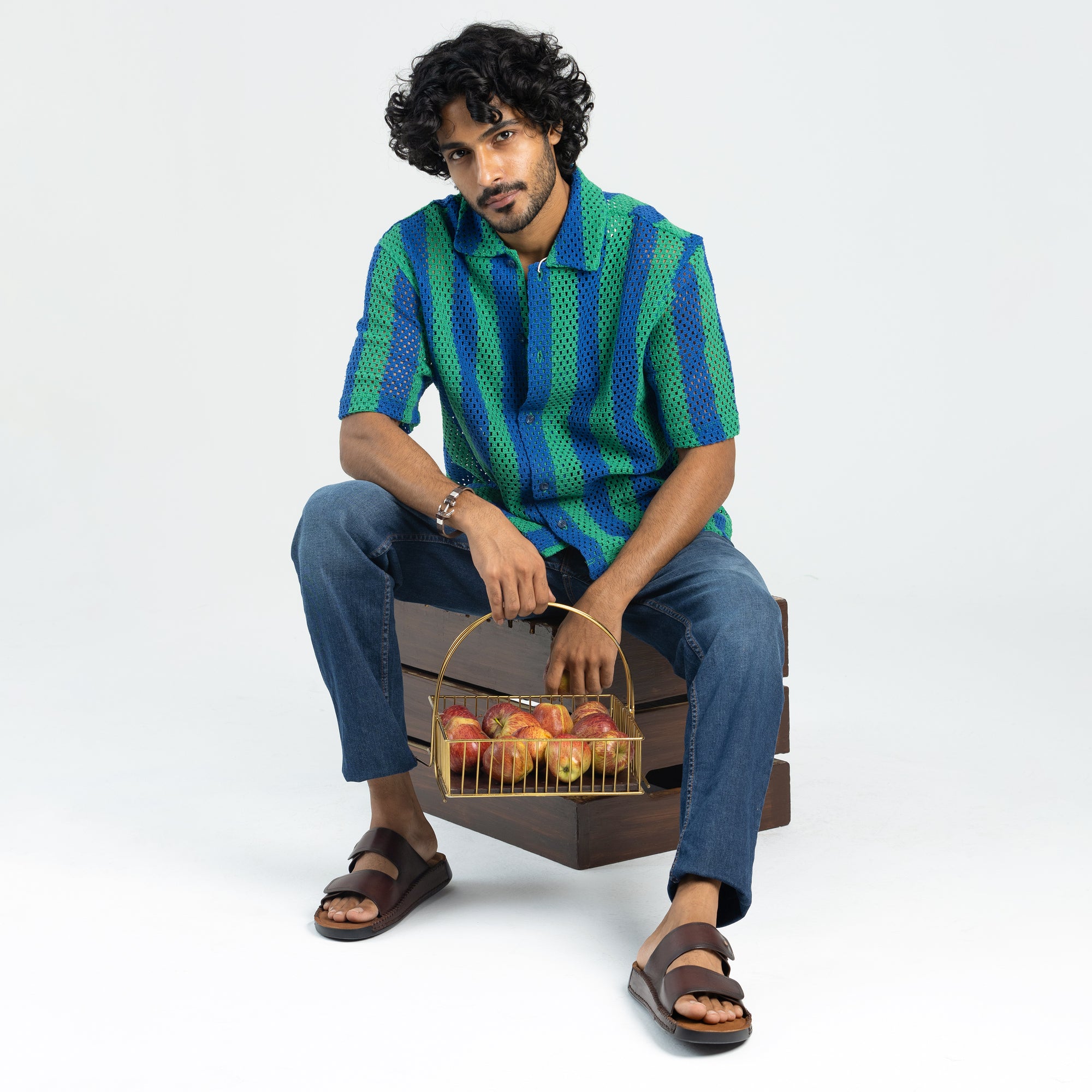 Riviera: Mid-brown Polished Strapless Sandal