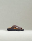 Embrace: Brown Stonewashed Elastic Slide