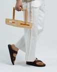 Hudson: Cross-Strap Brown Sandal