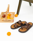 Hudson: Cross-Strap Brown Sandal