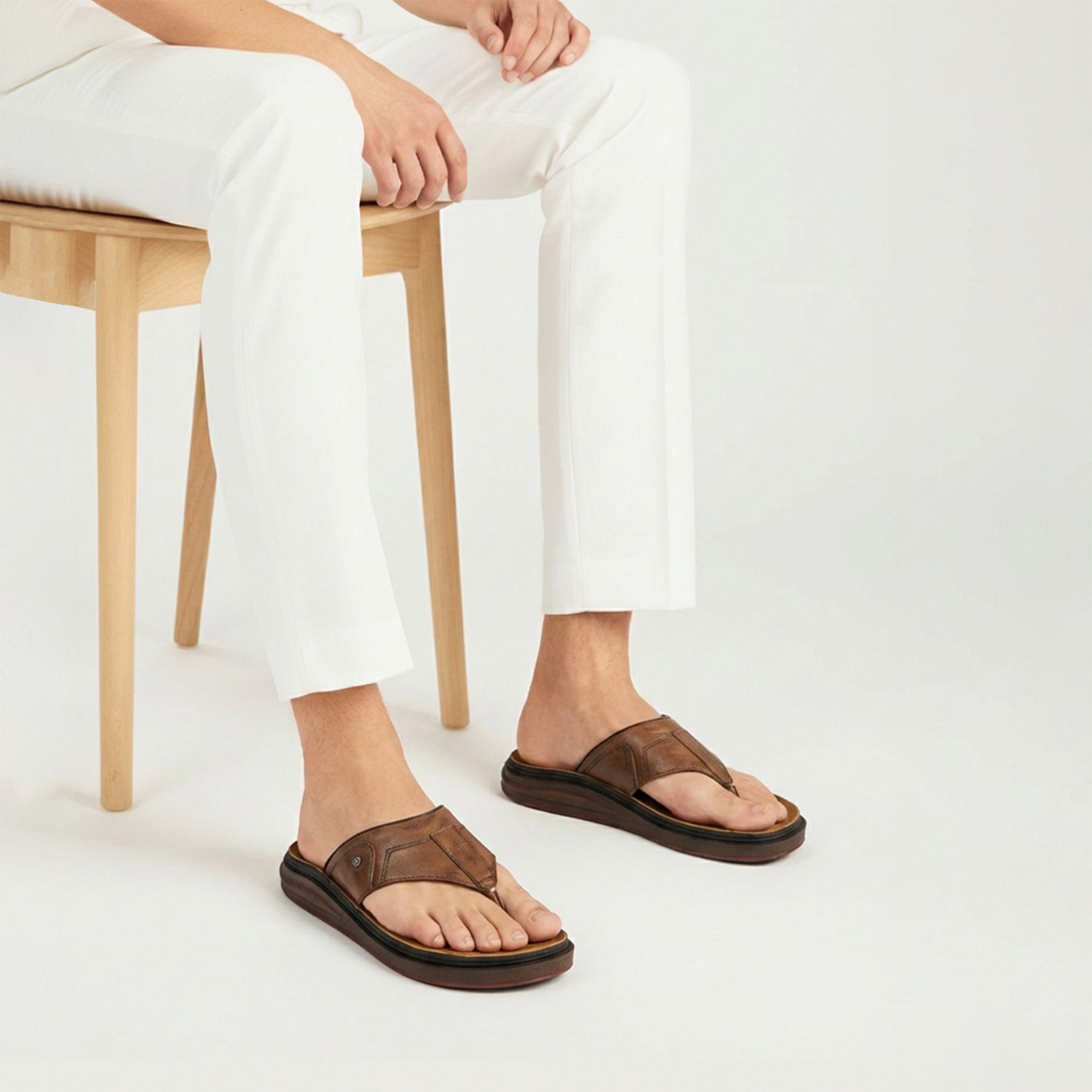 Azur: Tan Stitched Thong