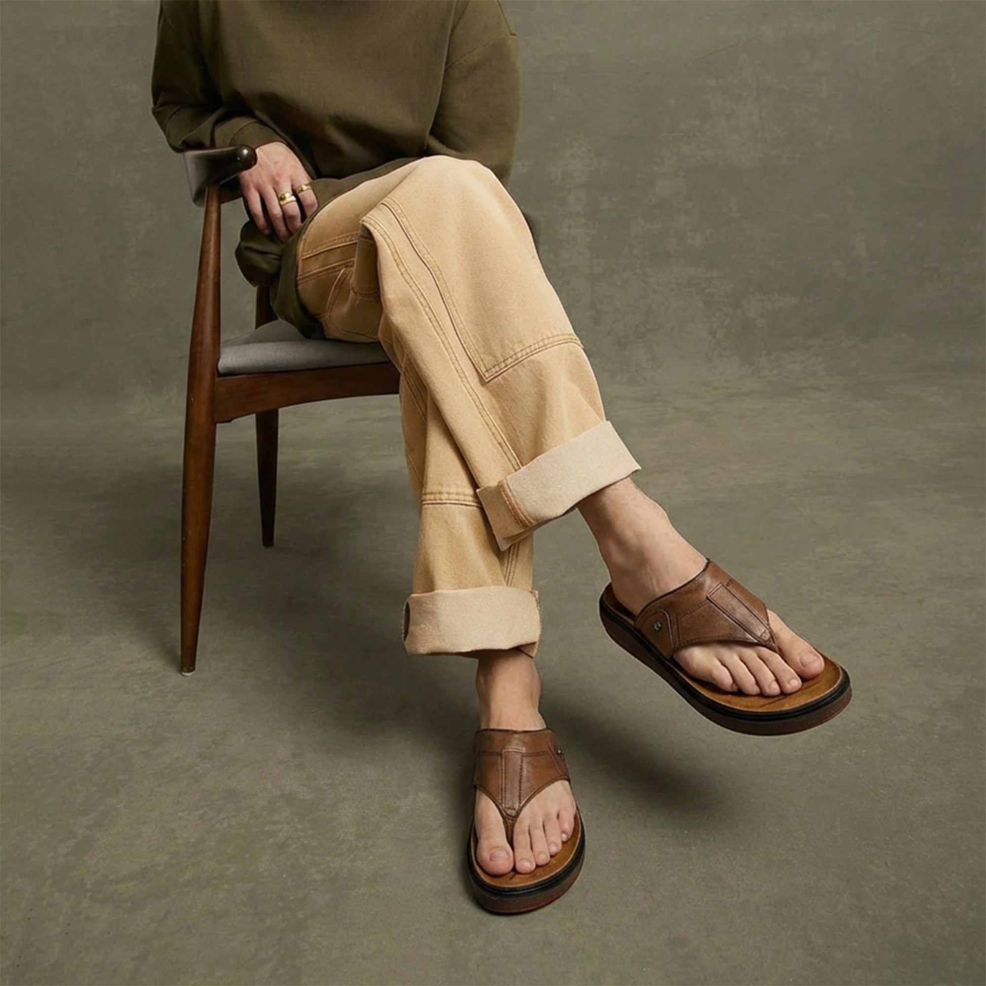 Azur: Tan Stitched Thong