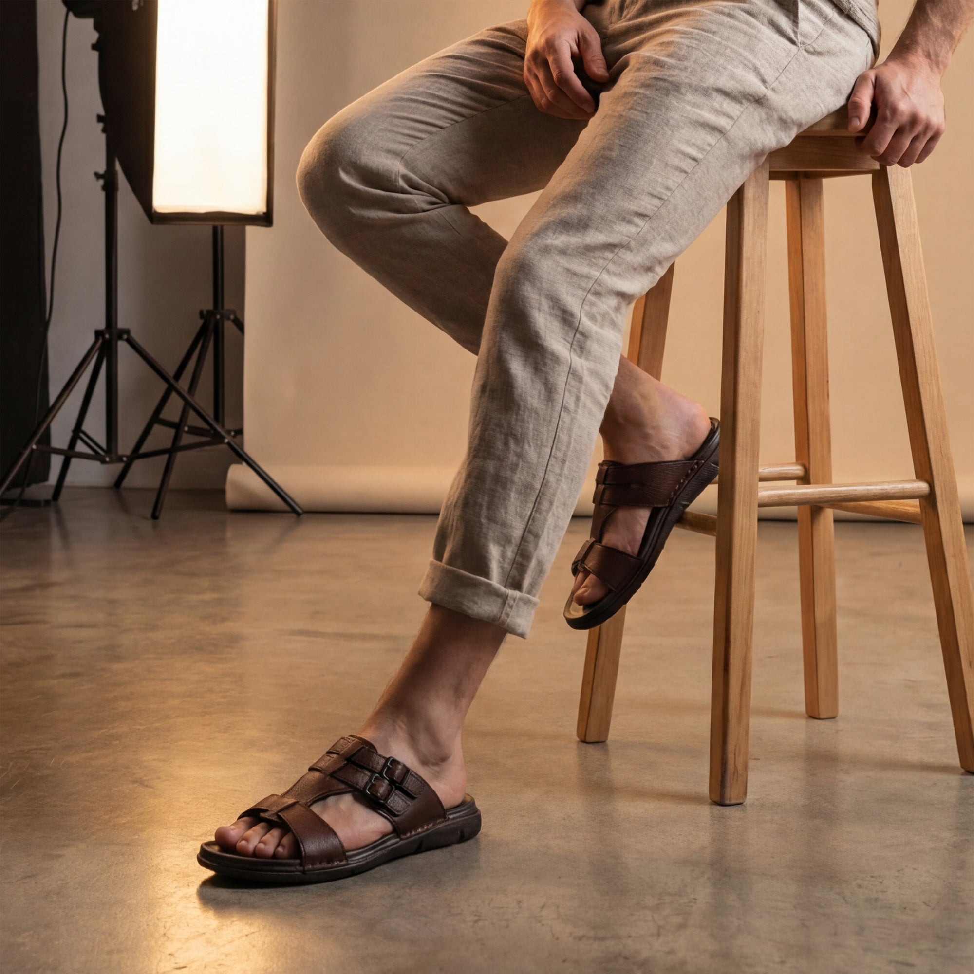 Vite: Tan Dual-buckle Sandal