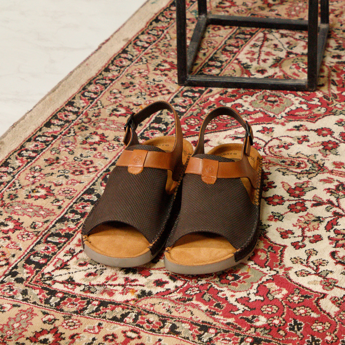Riviera: Café Textured-Polished Sandal