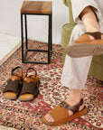 Riviera: Café Textured-Polished Sandal