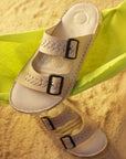 Soul Cloud: Offwhite Woven Dual-strap Sandal