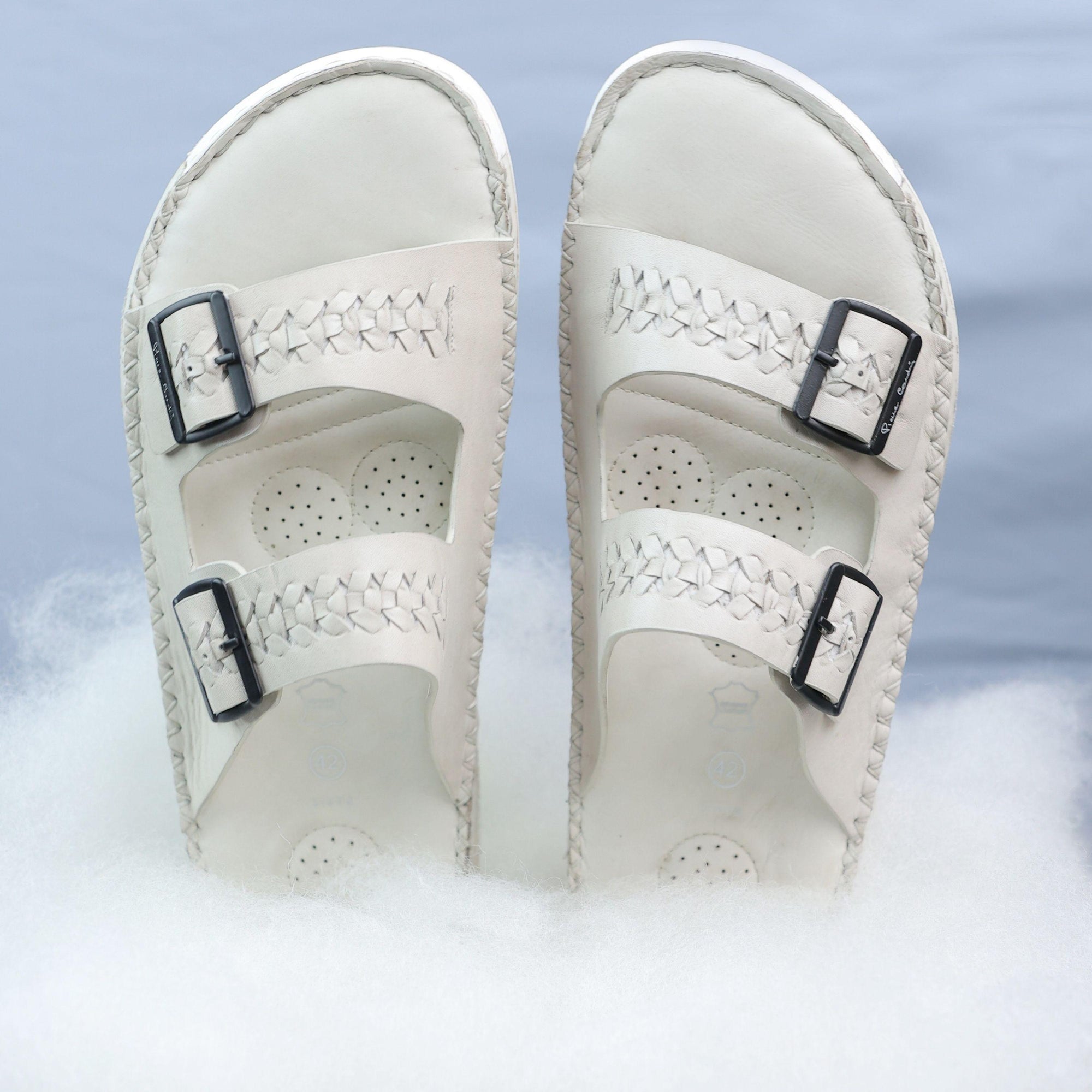 Soul Cloud: Offwhite Woven Dual-strap Sandal