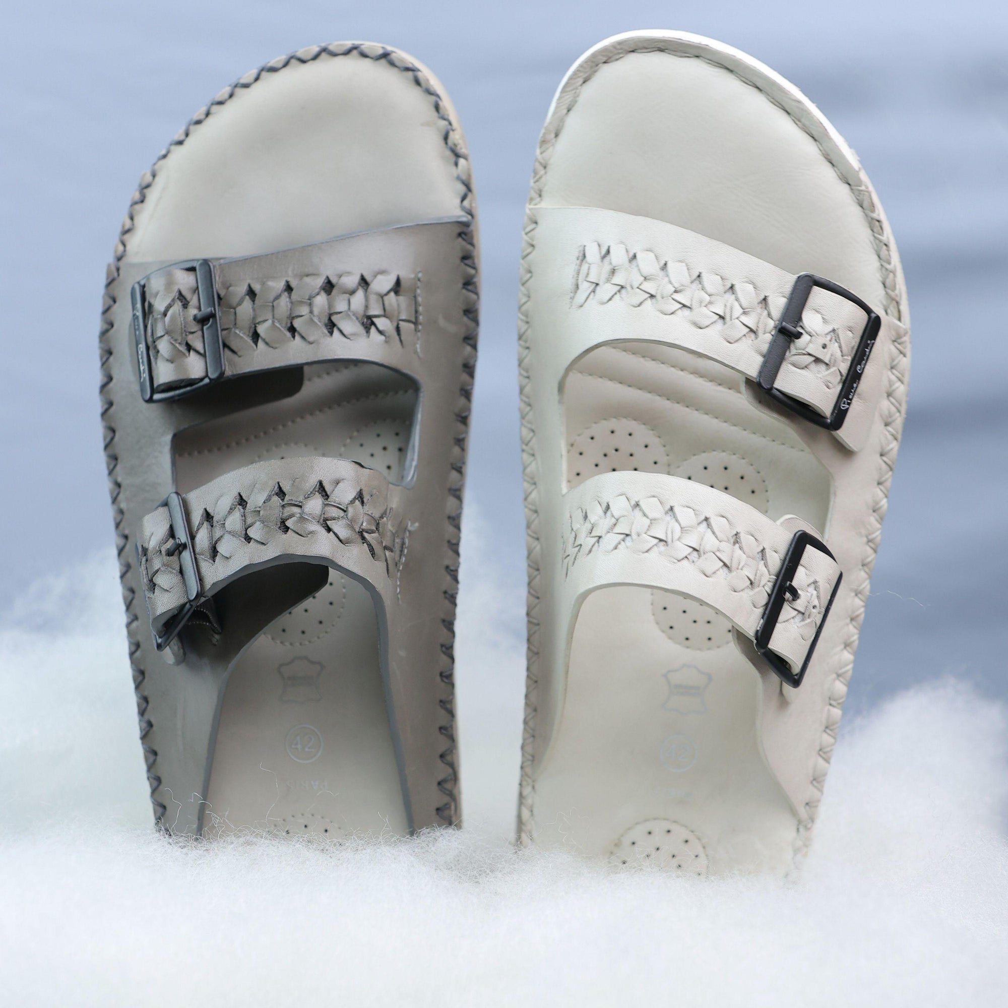 Soul Cloud: Offwhite Woven Dual-strap Sandal