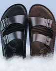Soul Cloud: Black Adjustable Dual-strap Sandal