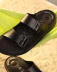 Soul Cloud: Black Adjustable Dual-strap Sandal