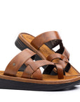 Hudson: Cross-Strap Tan Sandal
