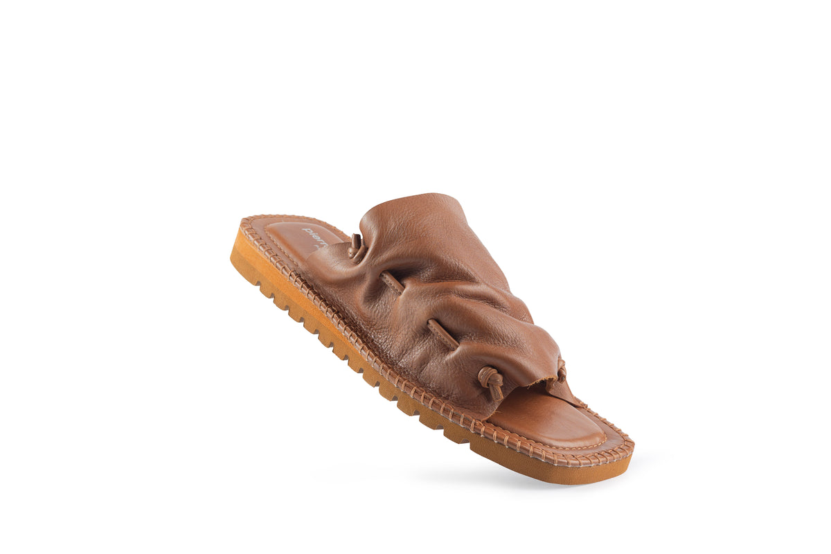 Fête Tan Ruched Slide