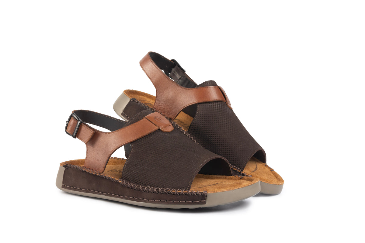 Riviera: Café Textured-Polished Sandal