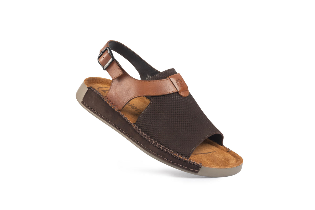 Riviera: Café Textured-Polished Sandal