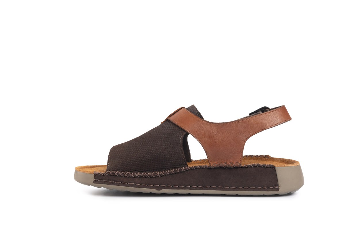 Riviera: Café Textured-Polished Sandal