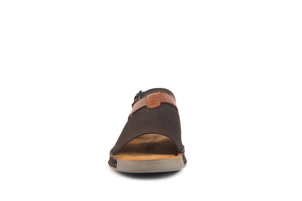 Riviera: Café Textured-Polished Sandal
