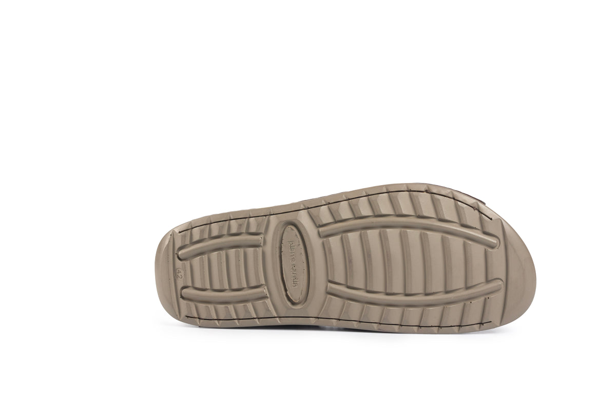 Riviera: Café Textured-Polished Sandal