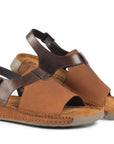 Riviera: Camel Textured-Polished Sandal