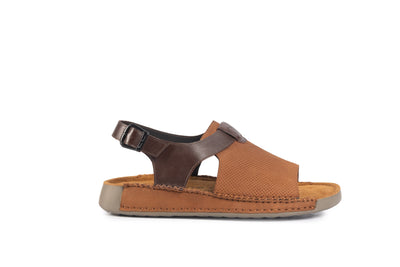 Riviera: Camel Textured-Polished Sandal