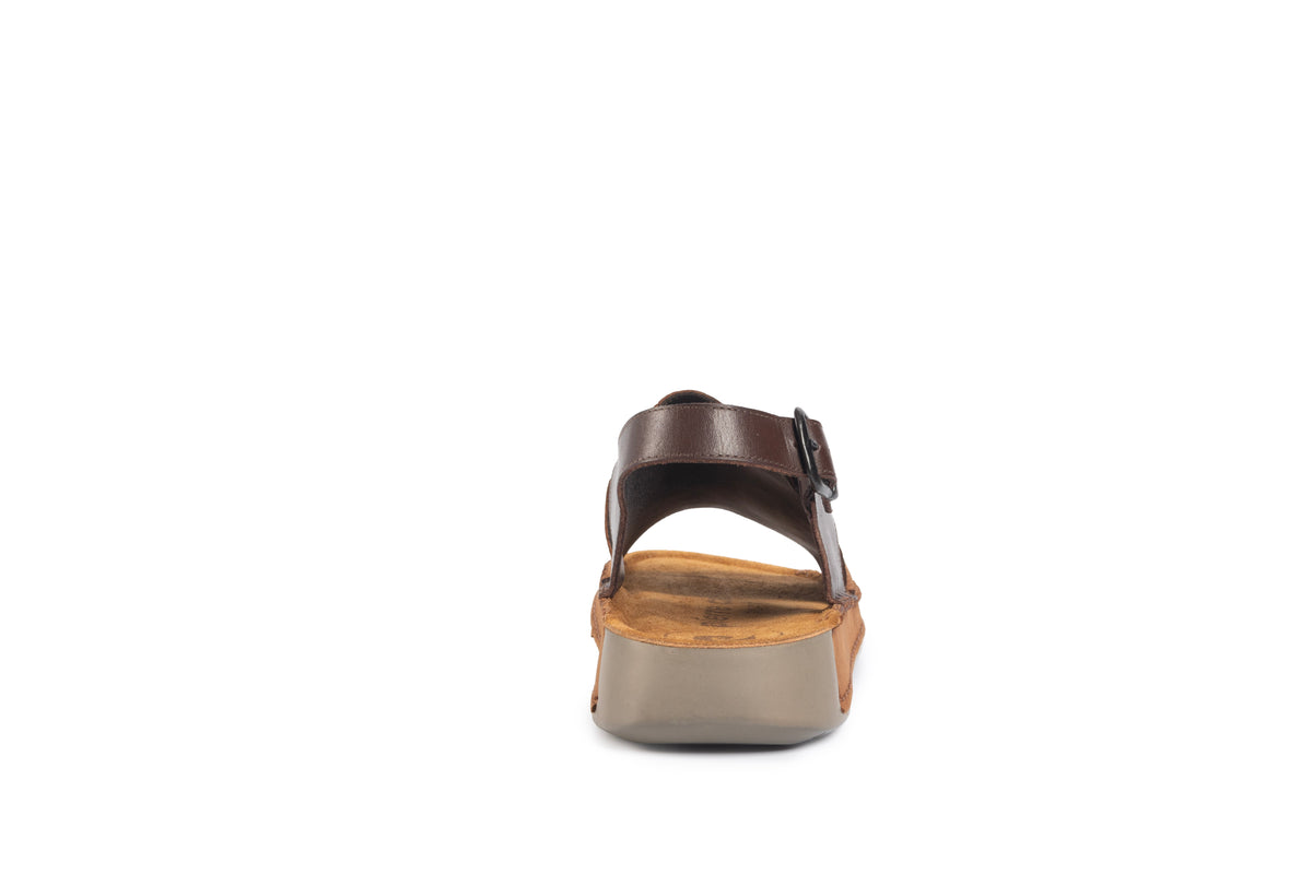 Riviera: Camel Textured-Polished Sandal