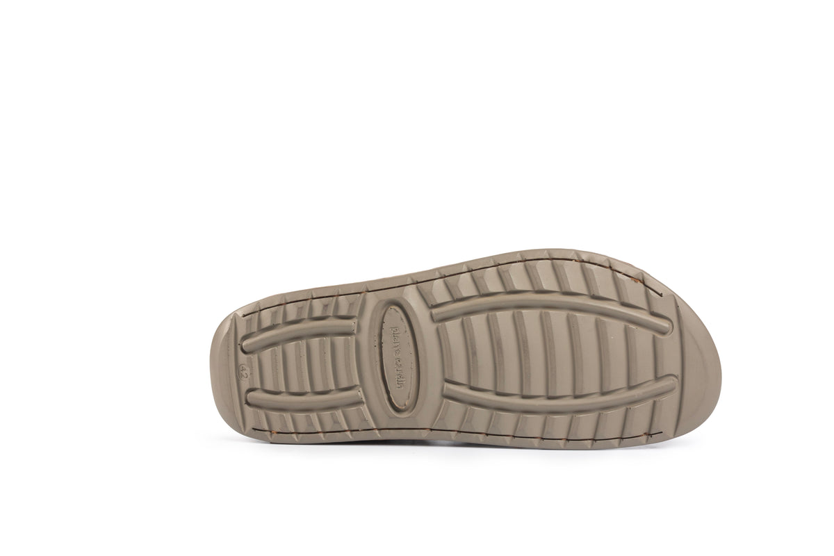 Riviera: Camel Textured-Polished Sandal