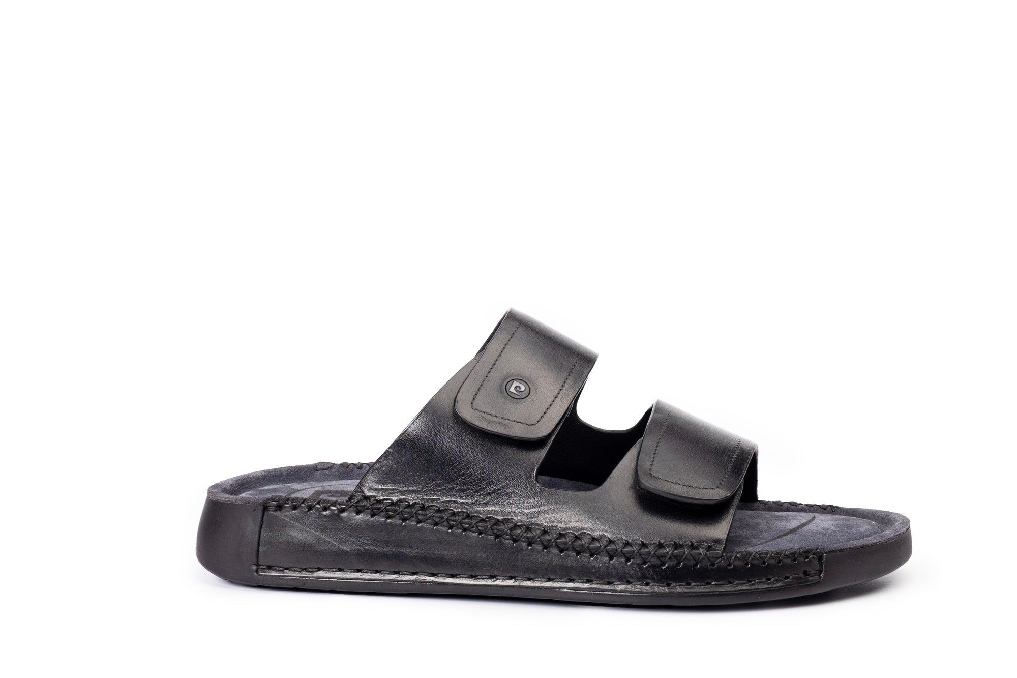 Riviera: Black Polished Strapless Sandal