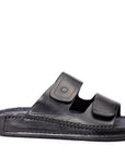 Riviera: Black Polished Strapless Sandal