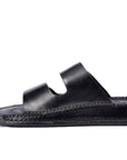 Riviera: Black Polished Strapless Sandal