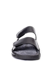 Riviera: Black Polished Strapless Sandal