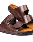 Riviera: Mid-brown Polished Strapless Sandal