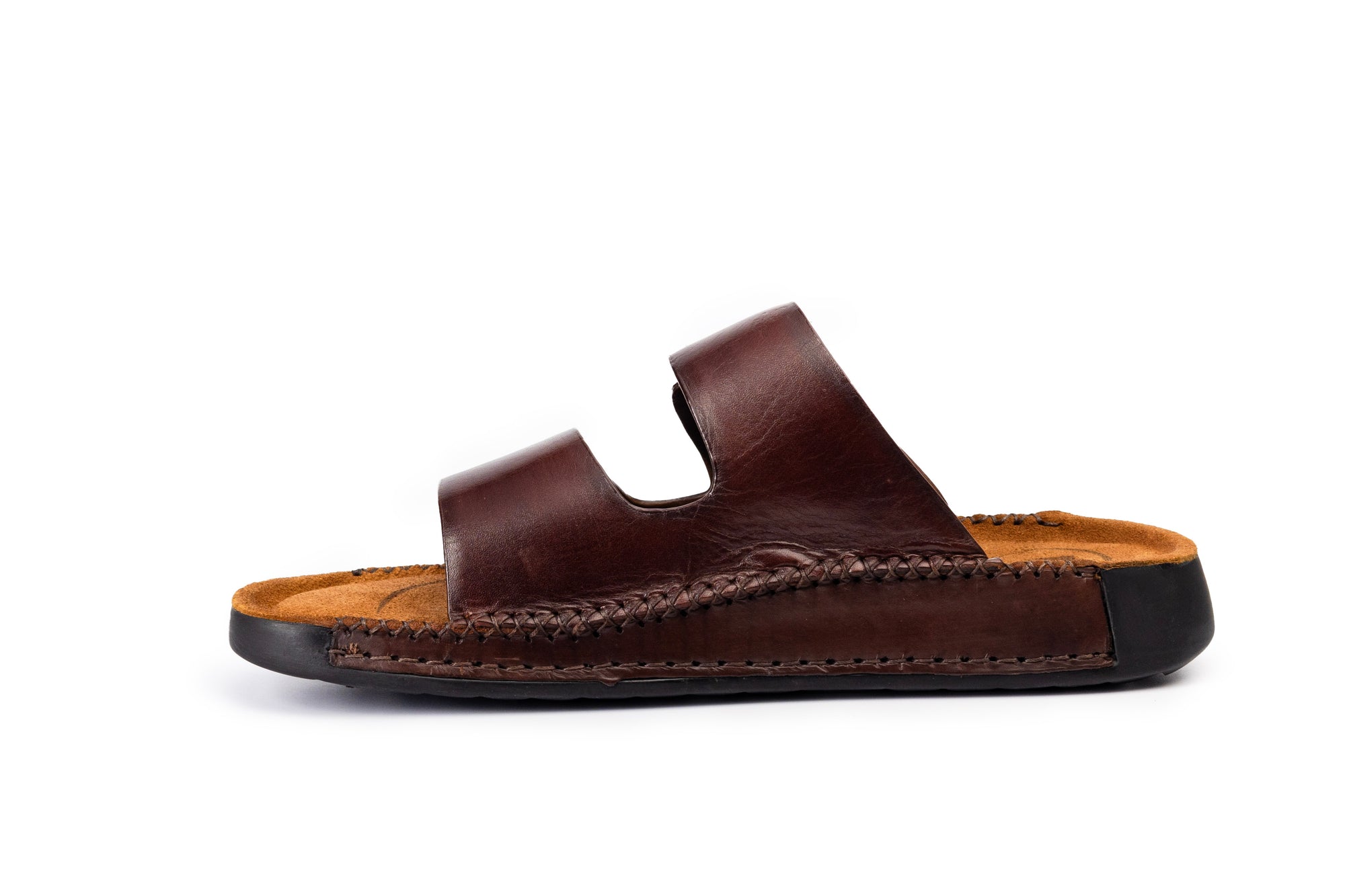 Riviera: Mid-brown Polished Strapless Sandal