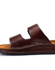 Riviera: Mid-brown Polished Strapless Sandal