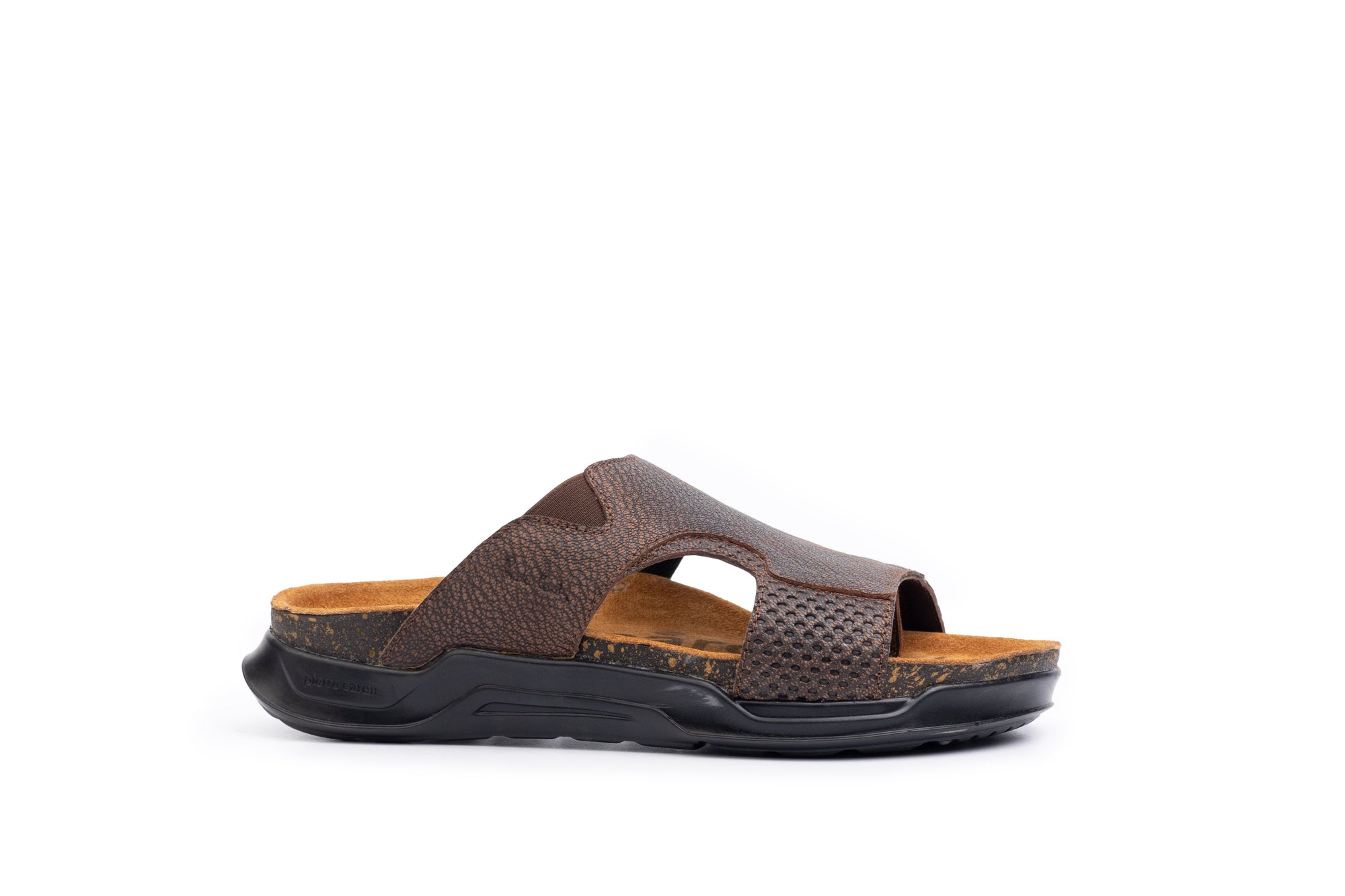Embrace: Brown Stonewashed Elastic Slide