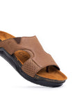 Embrace: Tan Stonewashed Elastic Slides