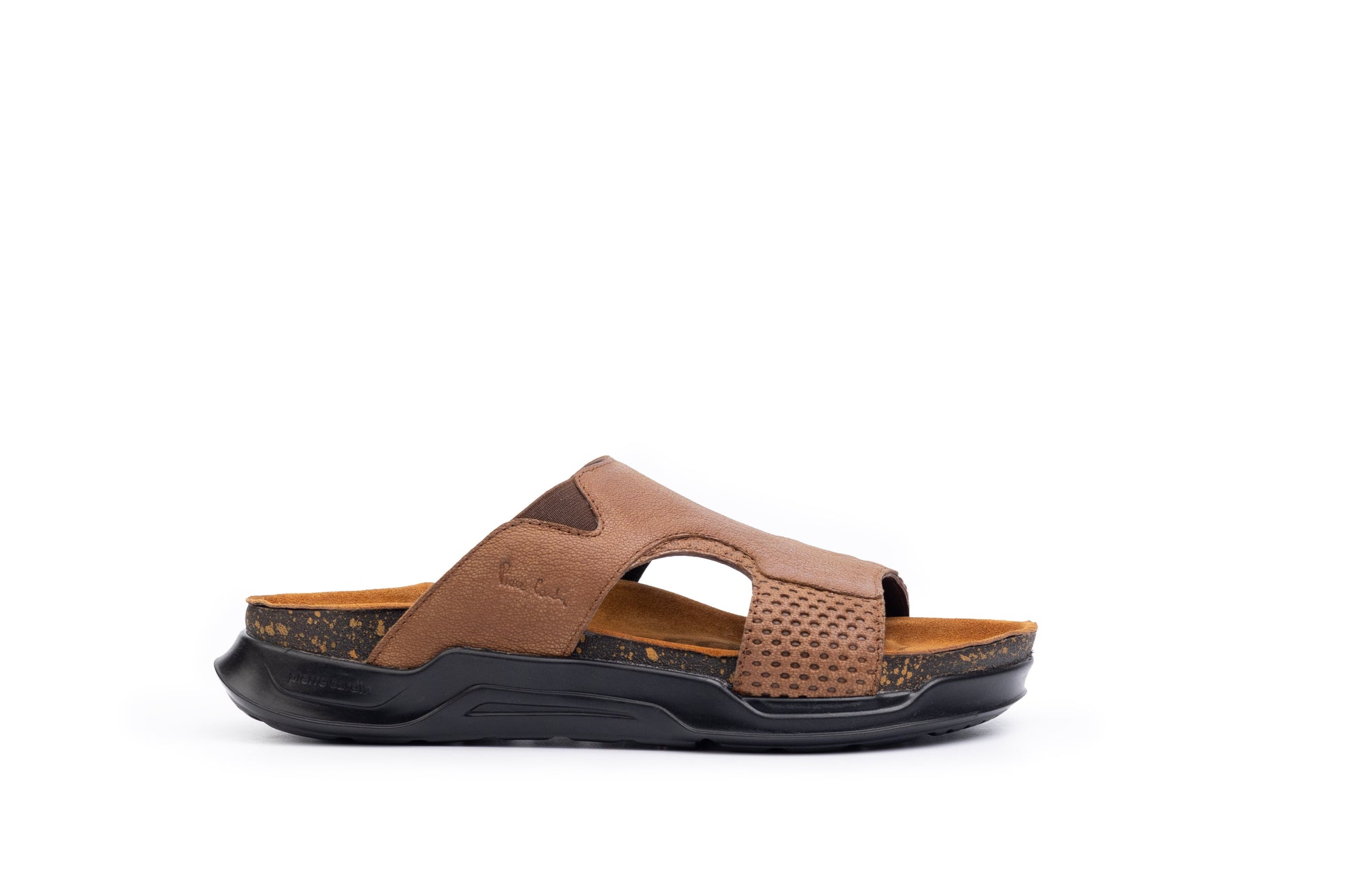 Embrace: Tan Stonewashed Elastic Slides