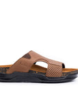 Embrace: Tan Stonewashed Elastic Slides