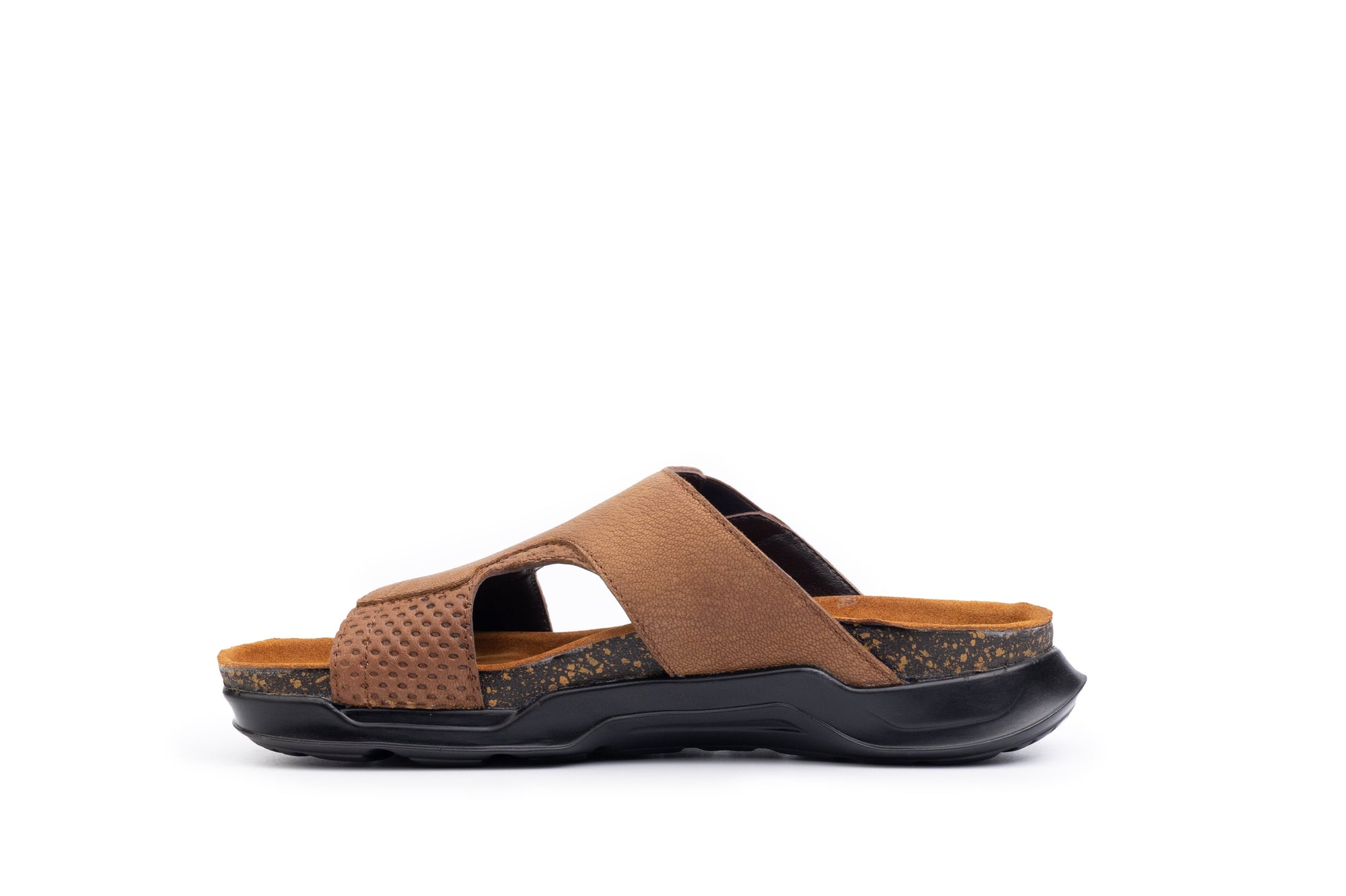Embrace: Tan Stonewashed Elastic Slides