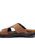Embrace: Tan Stonewashed Elastic Slides