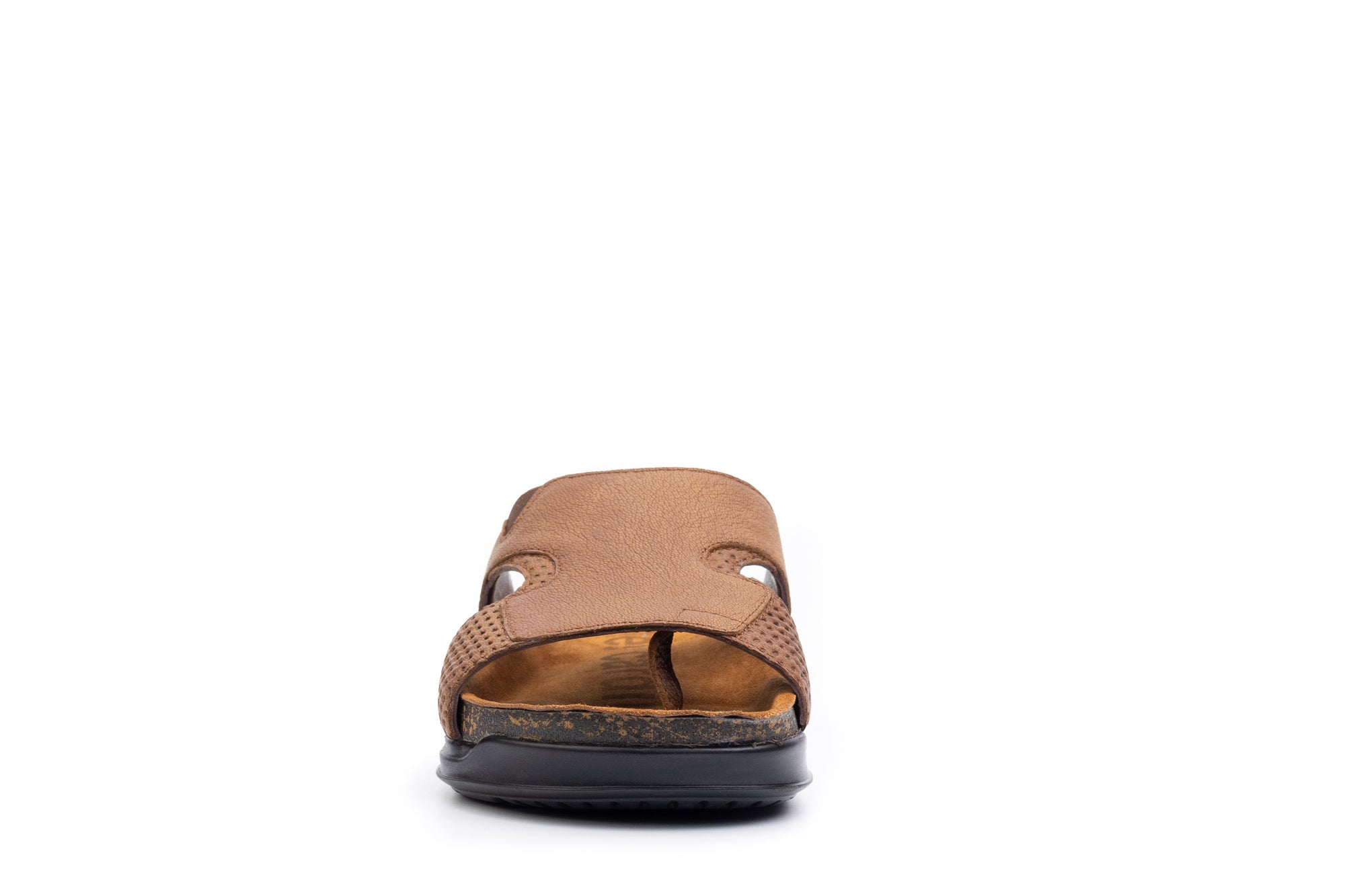 Embrace: Tan Stonewashed Elastic Slides