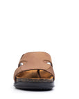 Embrace: Tan Stonewashed Elastic Slides