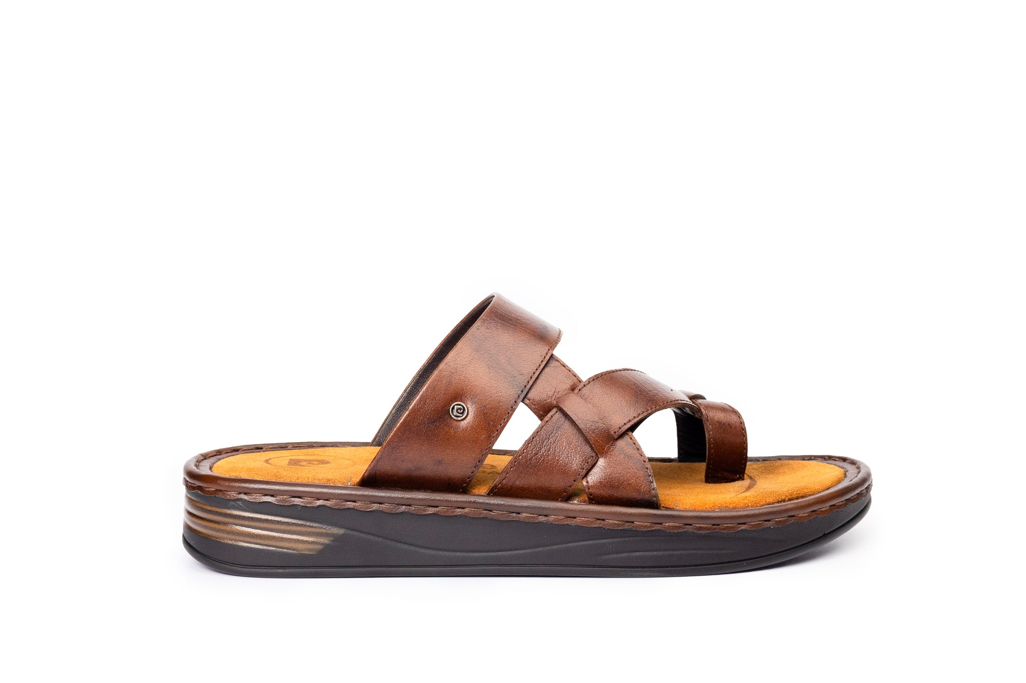 Hudson: Cross-Strap Brown Sandal