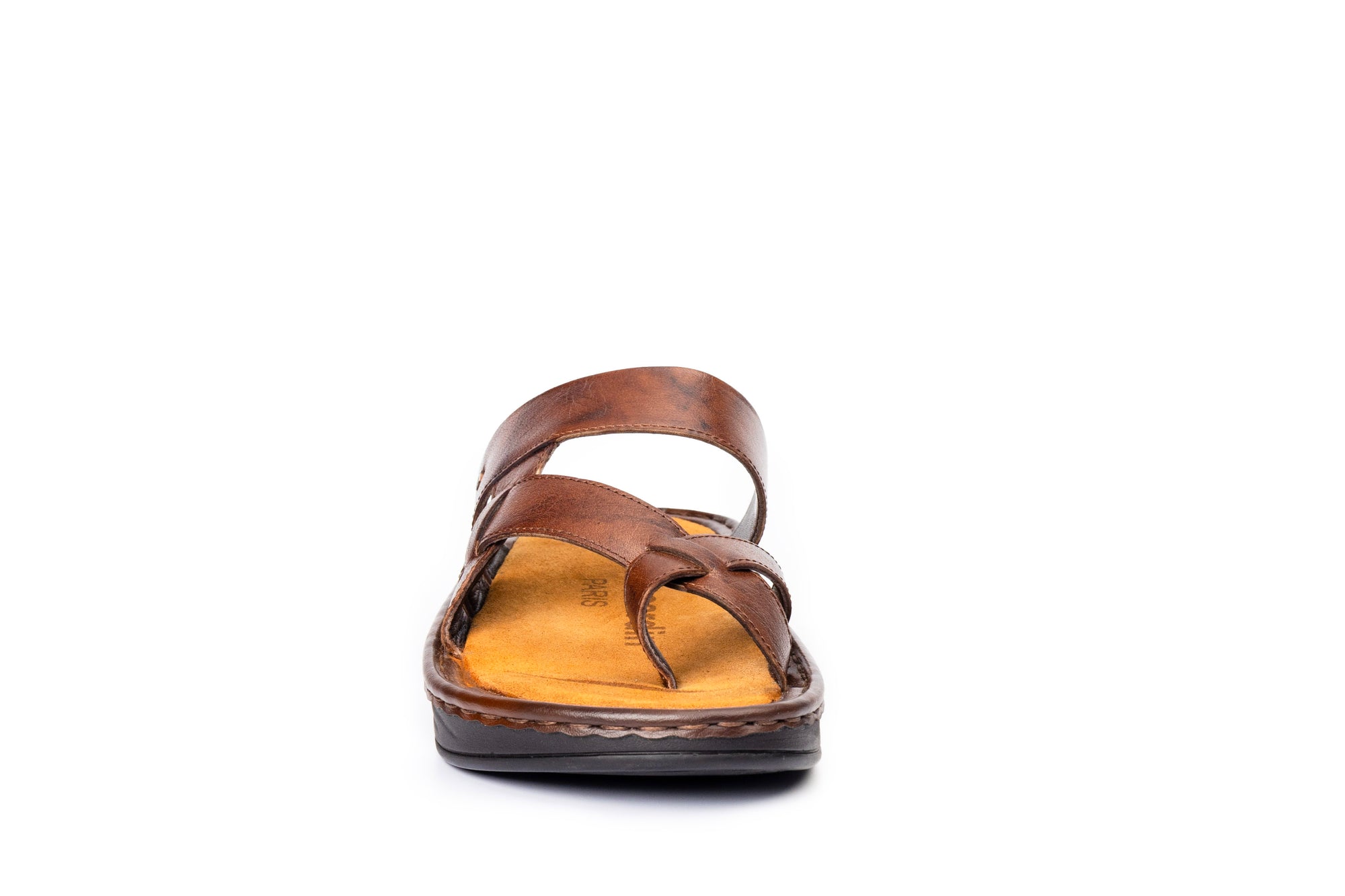 Hudson: Cross-Strap Brown Sandal