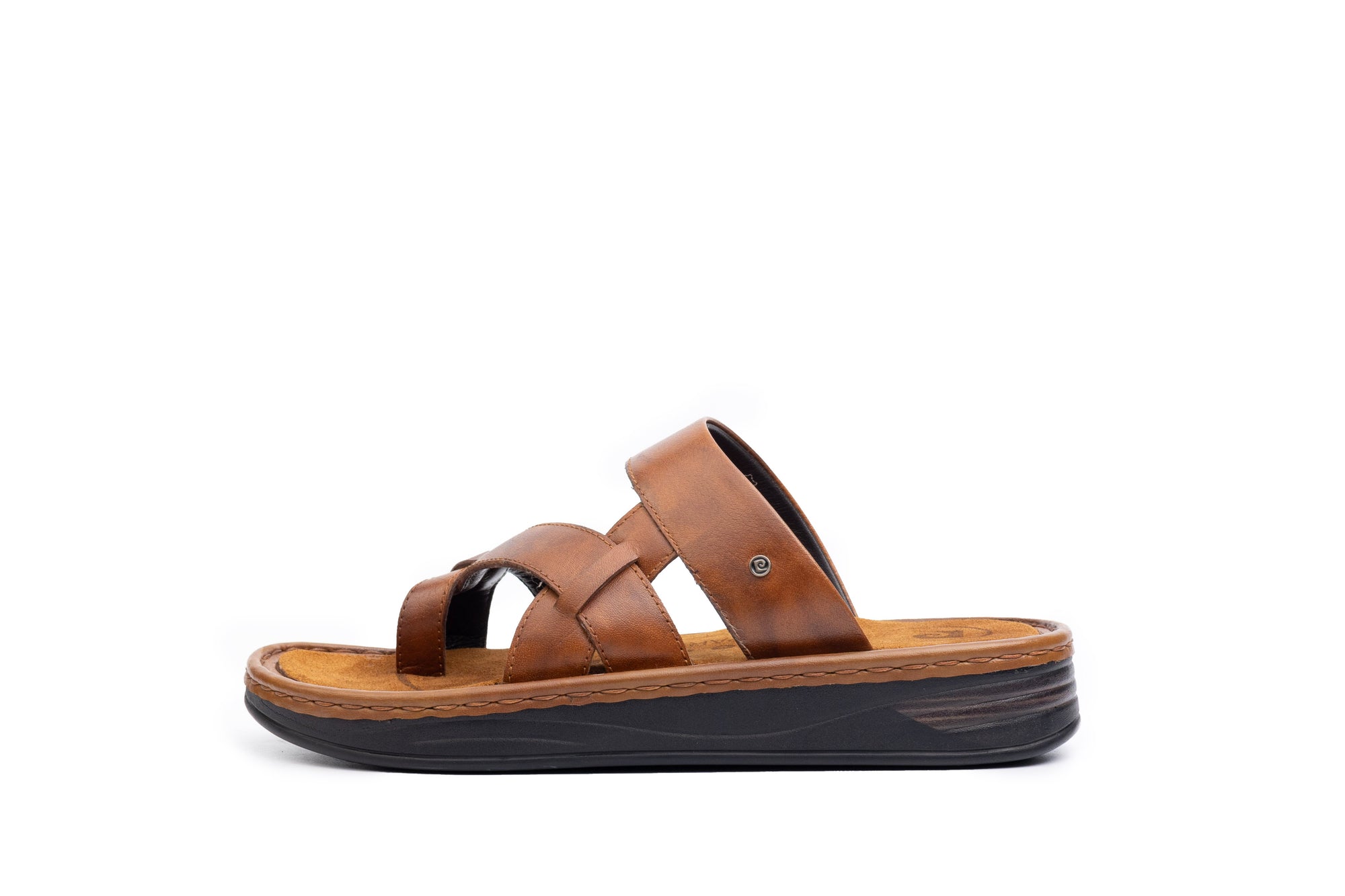 Hudson: Cross-Strap Tan Sandal