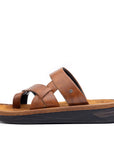 Hudson: Cross-Strap Tan Sandal