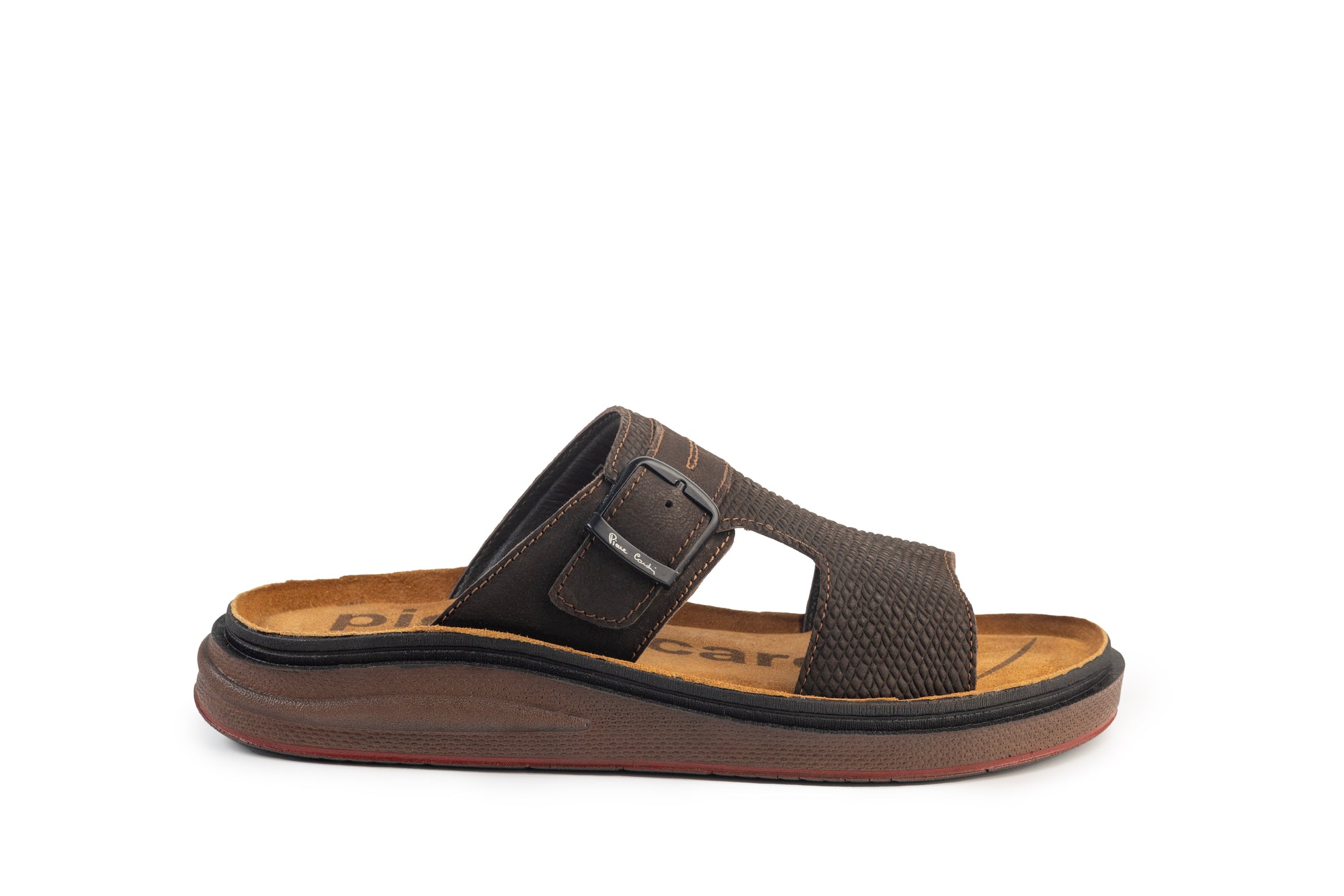 Azur: Café Textured Buckle Slide